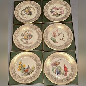 Lenox Gold and Cream Bird Dinner Plates Set